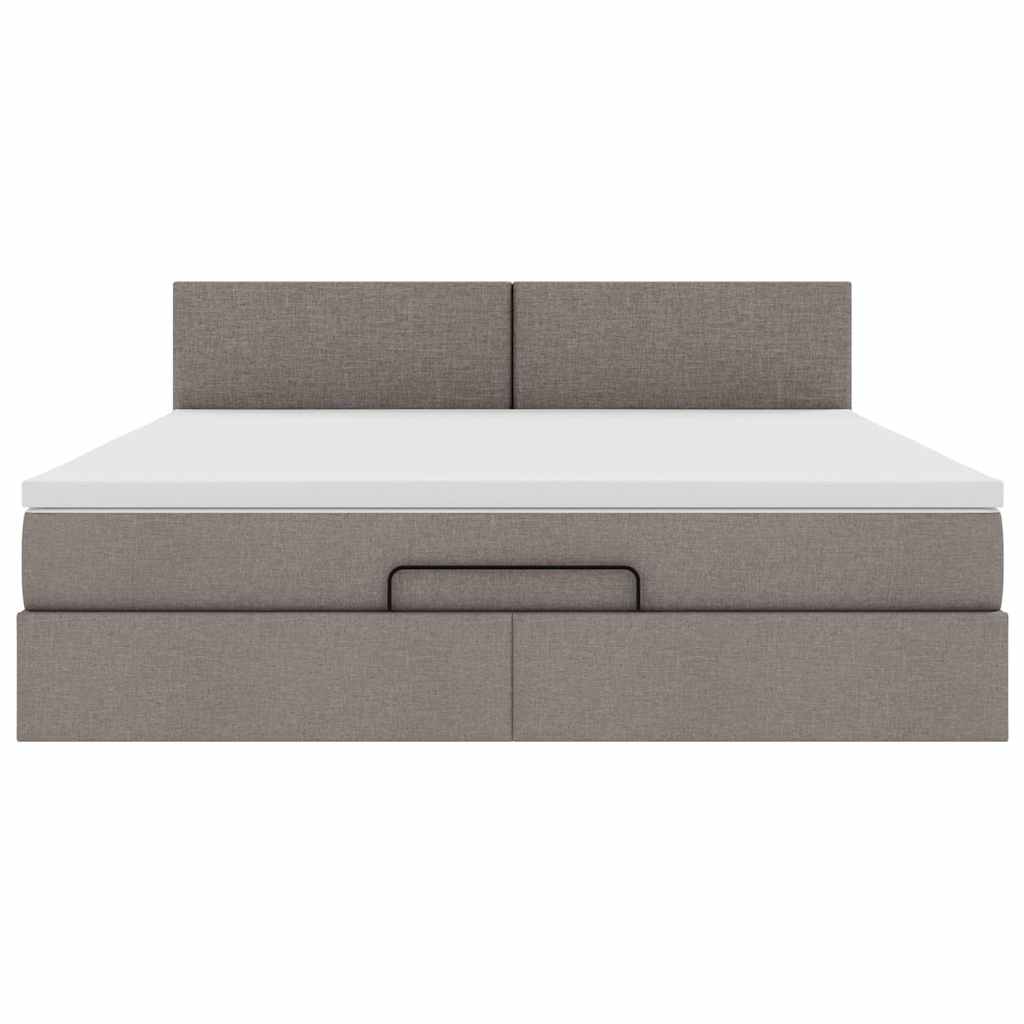 Lit ottoman avec matelas et LED Taupe 180x200cm tissu - XIOS