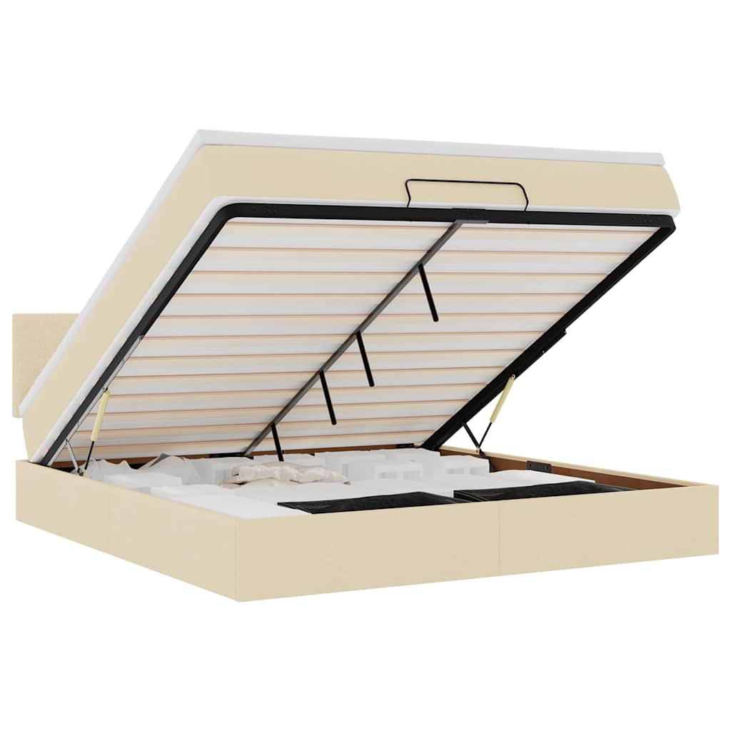 Lit ottoman avec matelas et LED crème 180x200cm tissu - XIOS