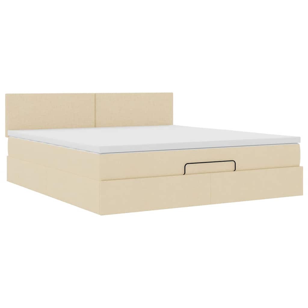 Lit ottoman avec matelas et LED crème 180x200cm tissu - XIOS