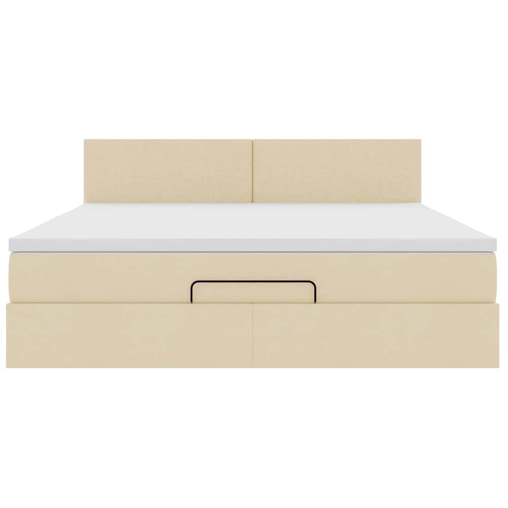 Lit ottoman avec matelas et LED crème 180x200cm tissu - XIOS