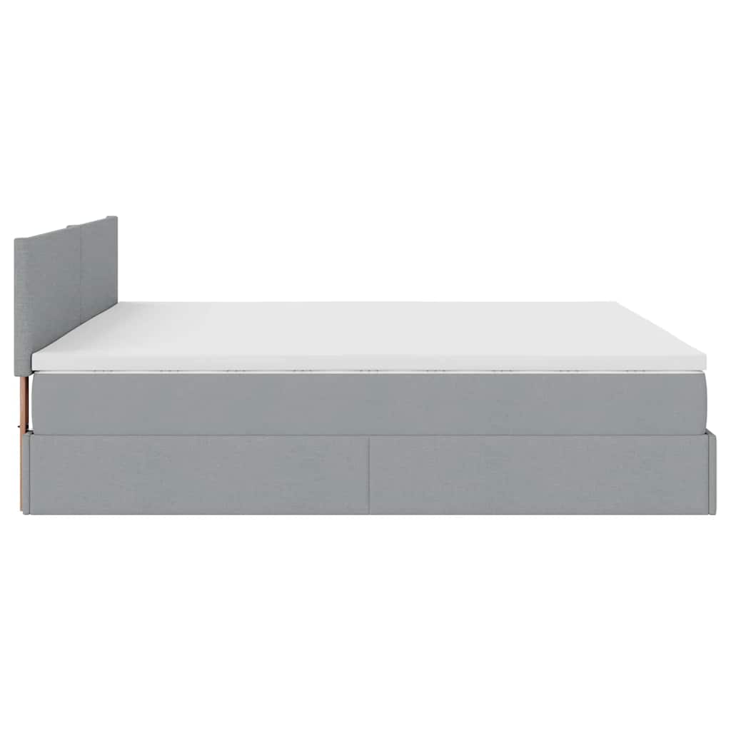 Cadre de lit ottoman et matelas gris clair 200x200cm tissu - XIOS