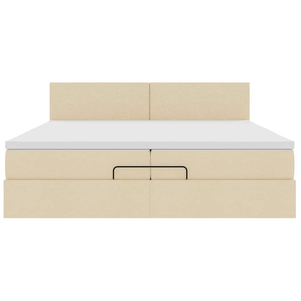 Cadre de lit ottoman avec matelas crème 200x200cm tissu - XIOS