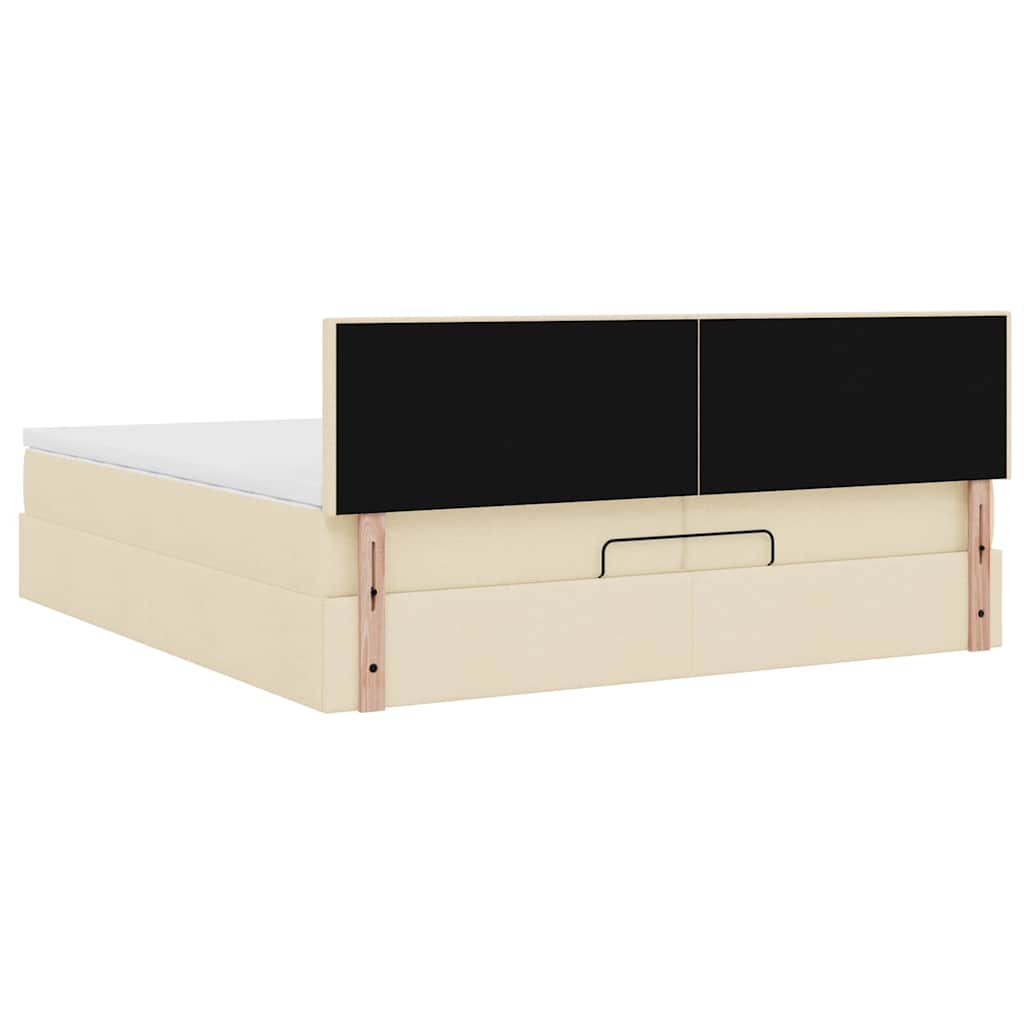 Cadre de lit ottoman avec matelas crème 200x200cm tissu - XIOS