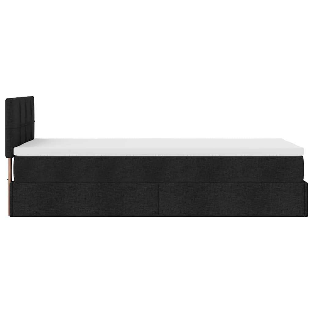Lit ottoman avec matelas et LED noir 80x200cm tissu - XIOS