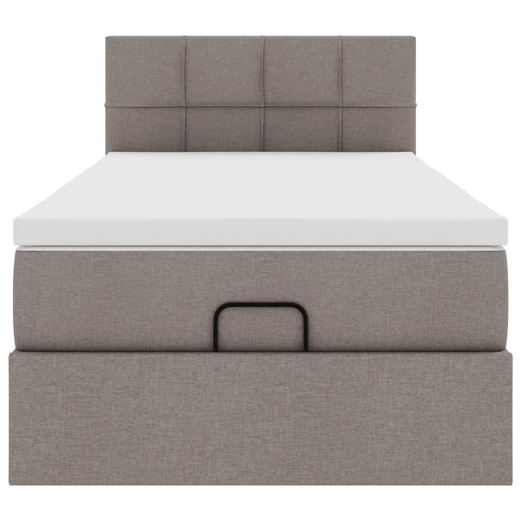 Cadre de lit ottoman avec matelas taupe 80x200 cm tissu