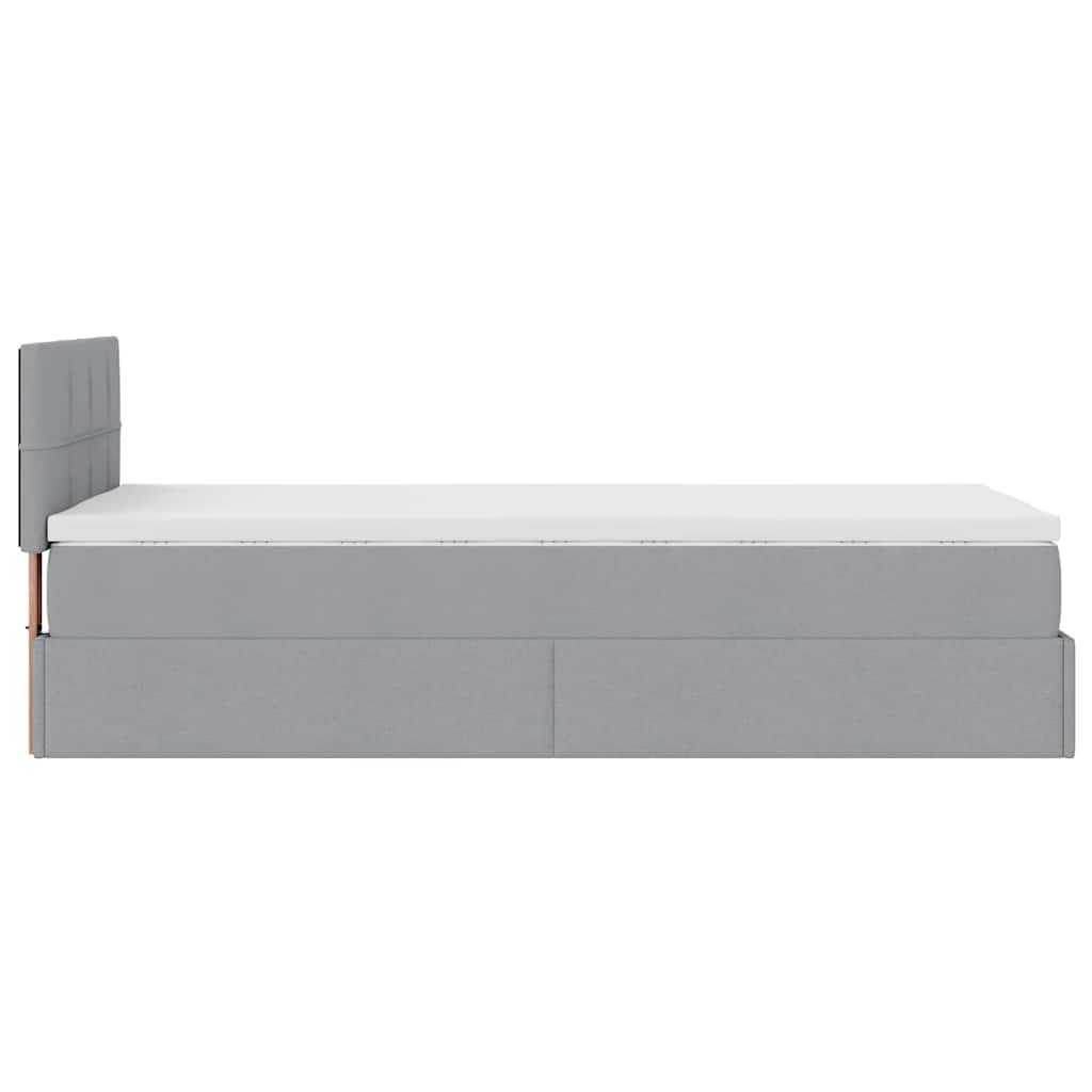 Lit ottoman avec matelas et LED gris clair 90x200 cm tissu - XIOS