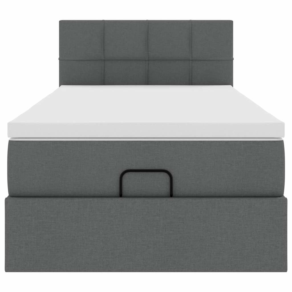 Lit ottoman avec matelas et LED gris foncé 90x200 cm tissu - XIOS