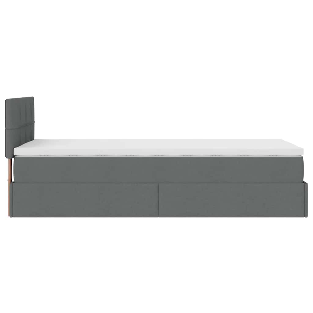 Lit ottoman avec matelas et LED gris foncé 90x200 cm tissu - XIOS