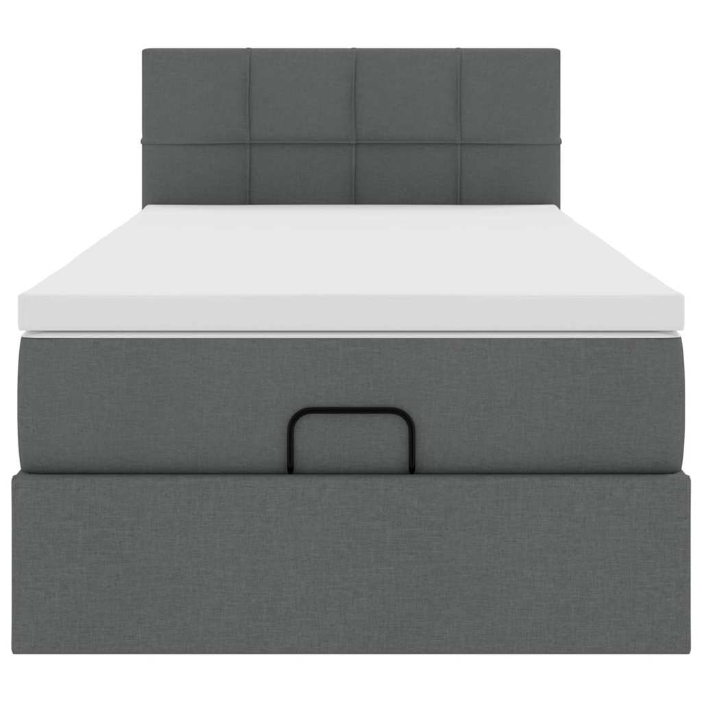 Cadre de lit ottoman avec matelas gris foncé 100x200 cm tissu - XIOS
