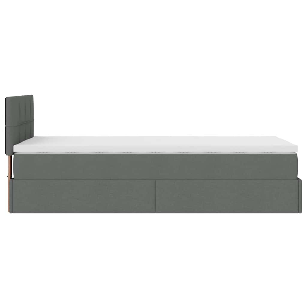 Cadre de lit ottoman avec matelas gris foncé 100x200 cm tissu - XIOS