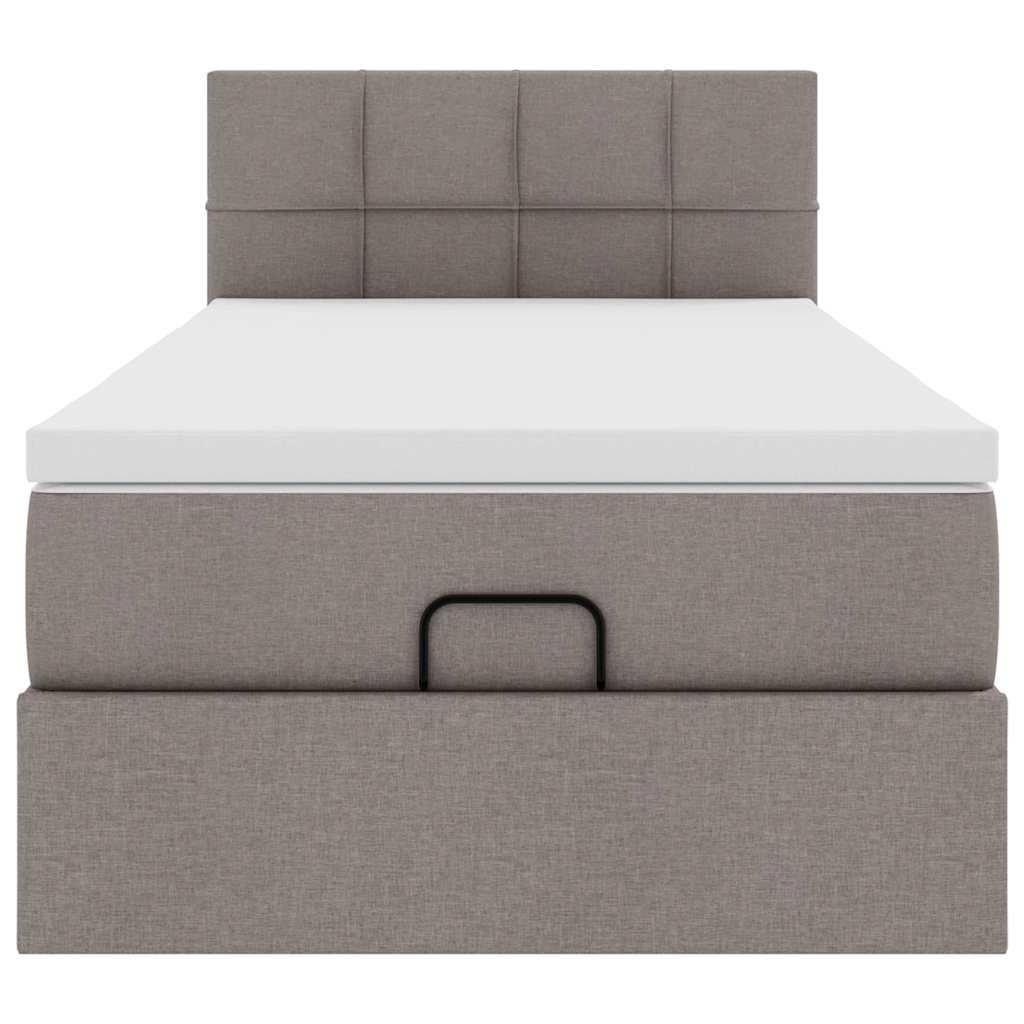 Lit ottoman avec matelas taupe 100x200 cm tissu