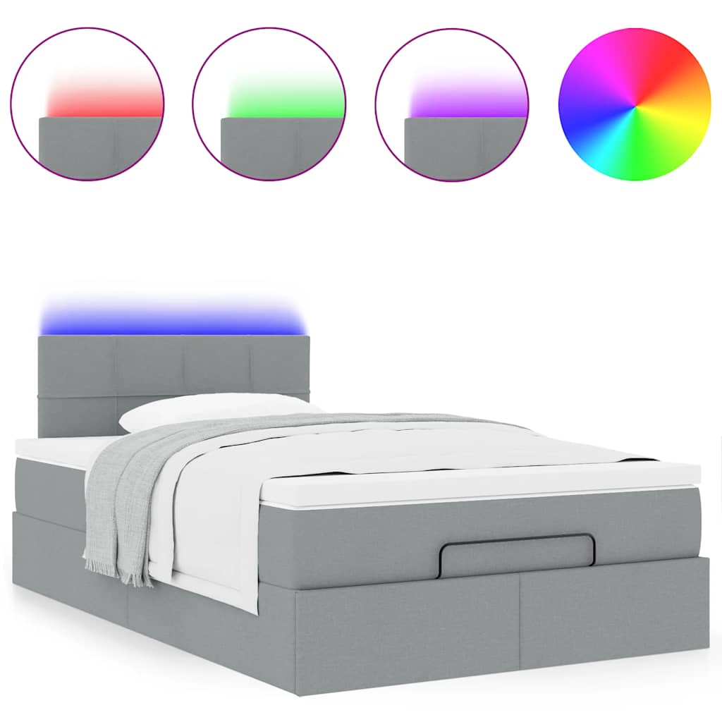 Lit ottoman avec matelas gris clair 120x190 cm tissu - XIOS