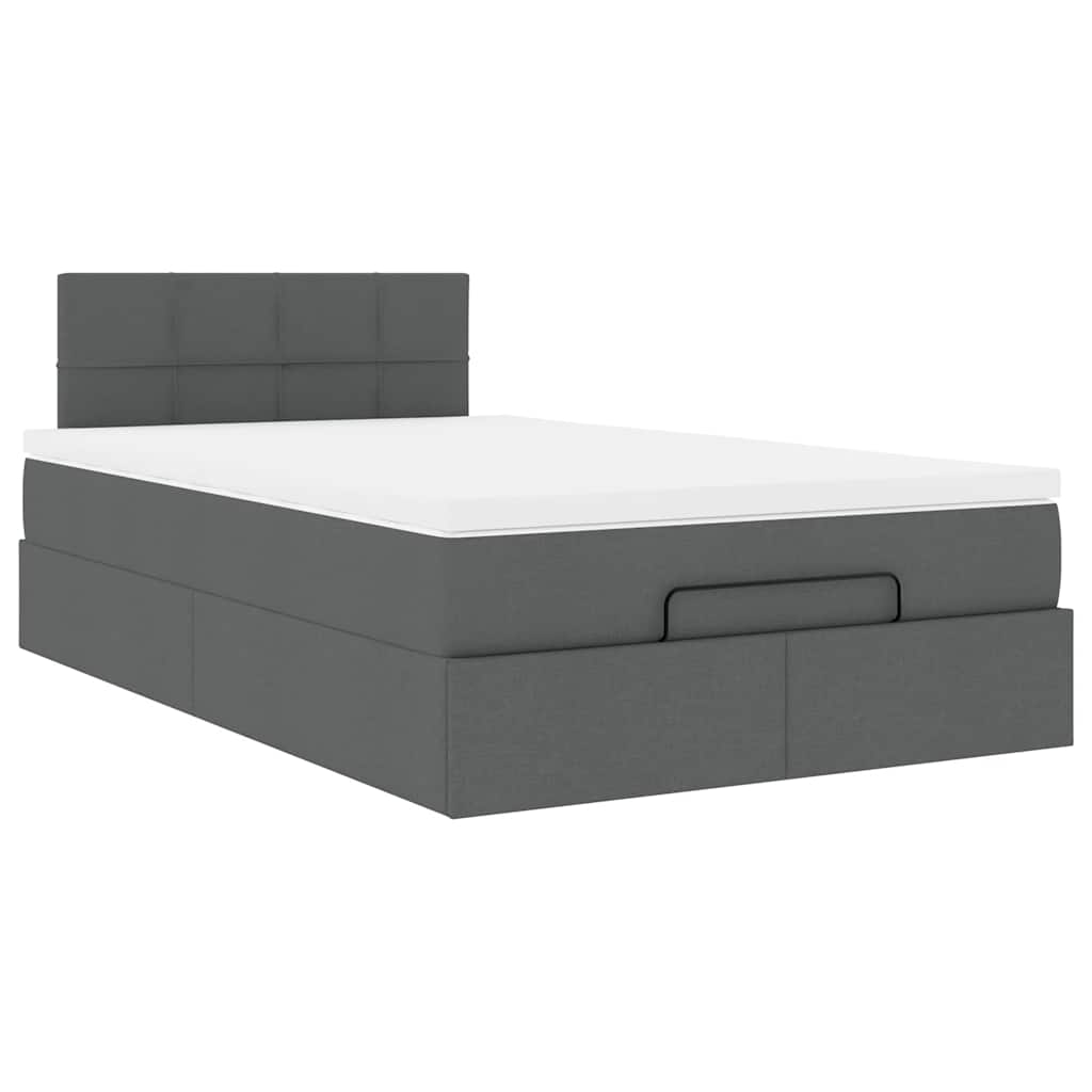 Lit ottoman avec matelas et LED gris foncé 120x190 cm tissu - XIOS