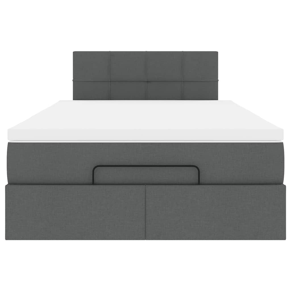 Lit ottoman avec matelas et LED gris foncé 120x190 cm tissu - XIOS