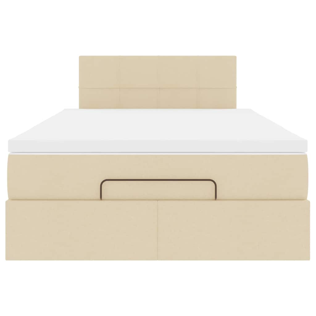 Lit ottoman avec matelas et LED crème 120x190 cm tissu