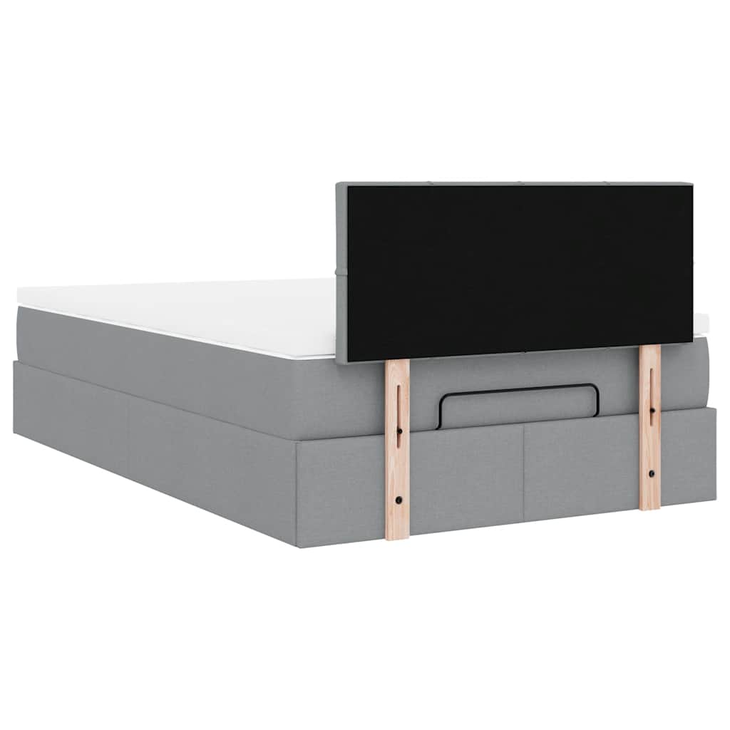 Lit ottoman avec matelas gris clair 120x200 cm tissu