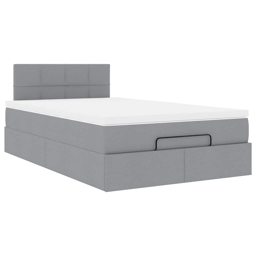 Lit ottoman avec matelas gris clair 120x200 cm tissu - XIOS