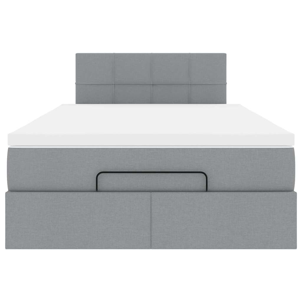 Lit ottoman avec matelas gris clair 120x200 cm tissu - XIOS