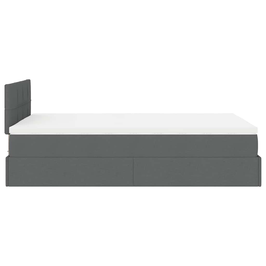 Lit ottoman avec matelas et LED gris foncé 120x200 cm tissu - XIOS