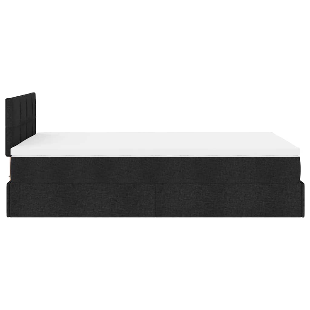 Lit ottoman avec matelas noir 120x200 cm tissu - XIOS