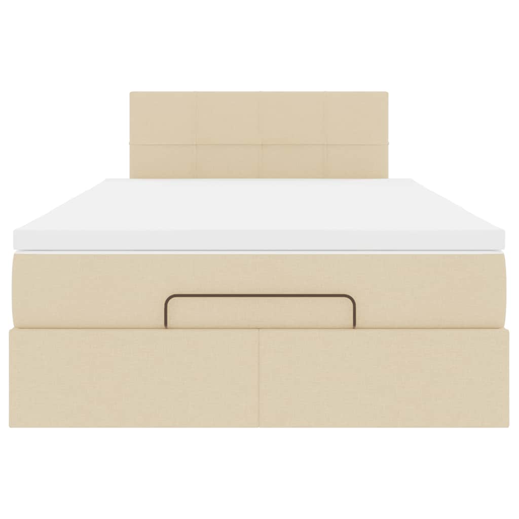 Cadre de lit ottoman avec matelas crème 120x200cm tissu