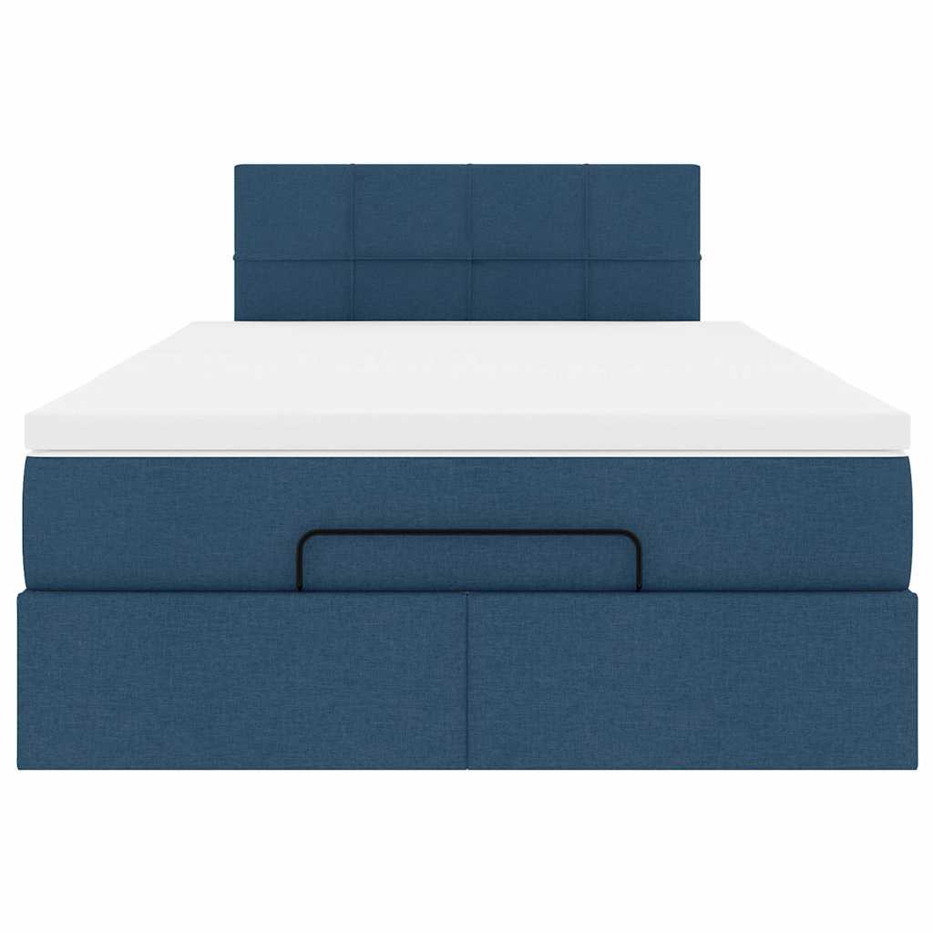 Lit ottoman avec matelas et LED Bleu 120x200 cm Tissu