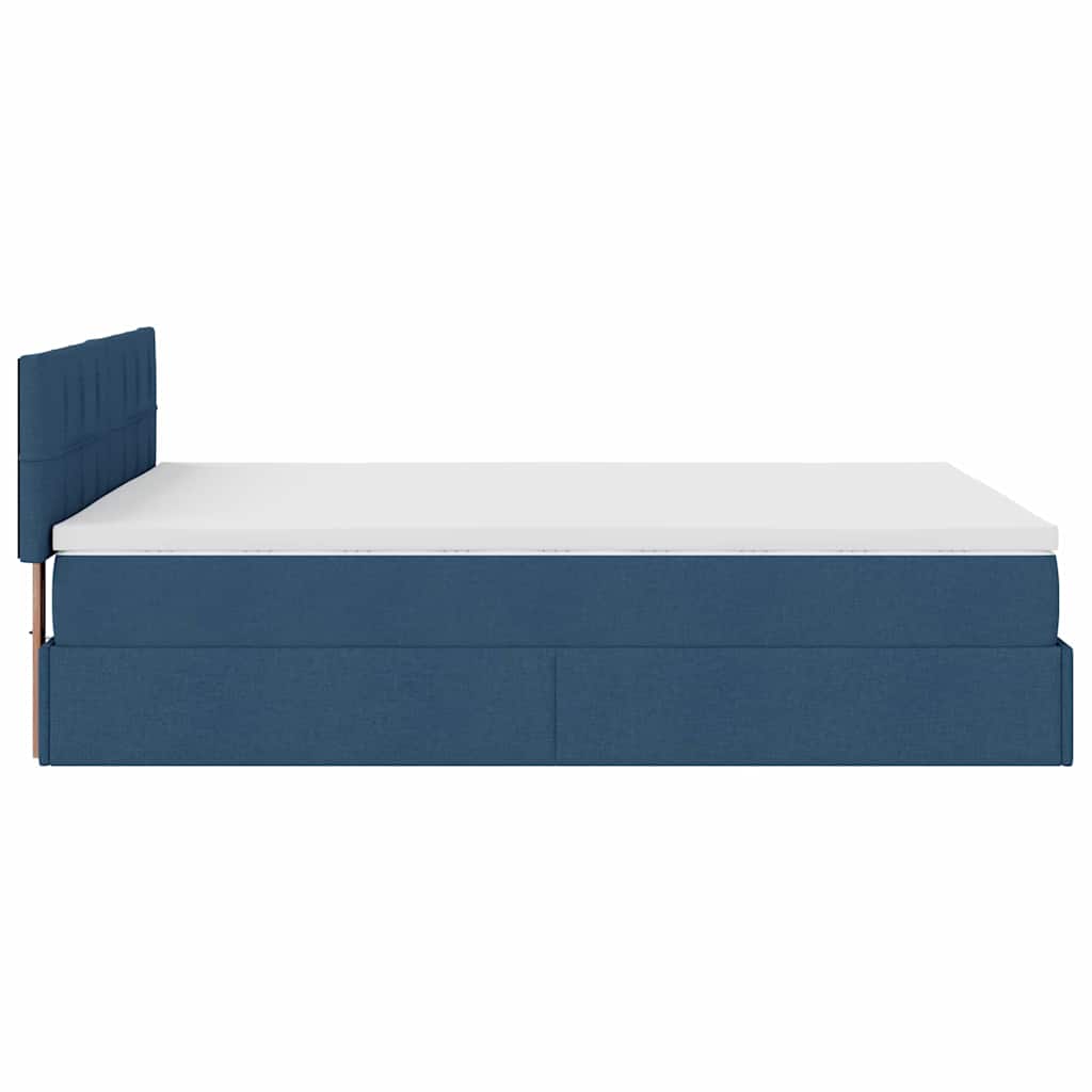Lit ottoman avec matelas et LED bleu 140x190 cm tissu - XIOS
