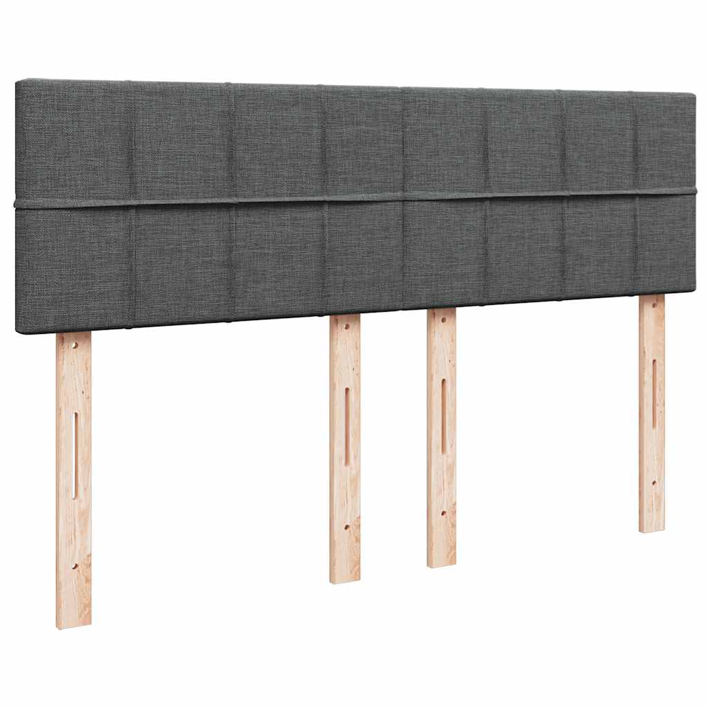 Lit ottoman avec matelas et LED gris foncé 140x200 cm tissu