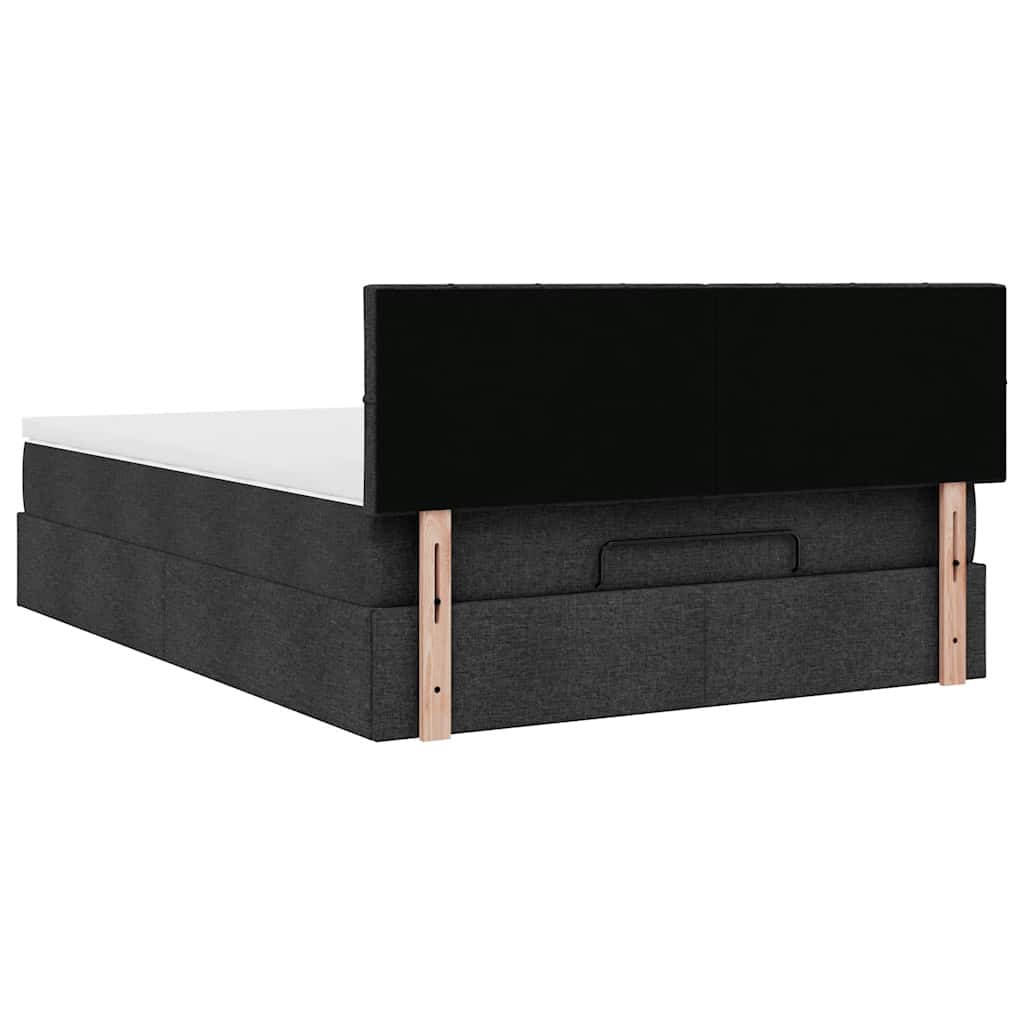 Lit ottoman avec matelas et LED noir 140x200 cm tissu