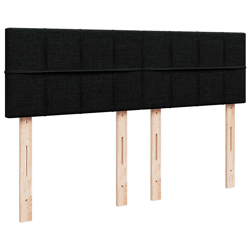 Lit ottoman avec matelas et LED noir 140x200 cm tissu