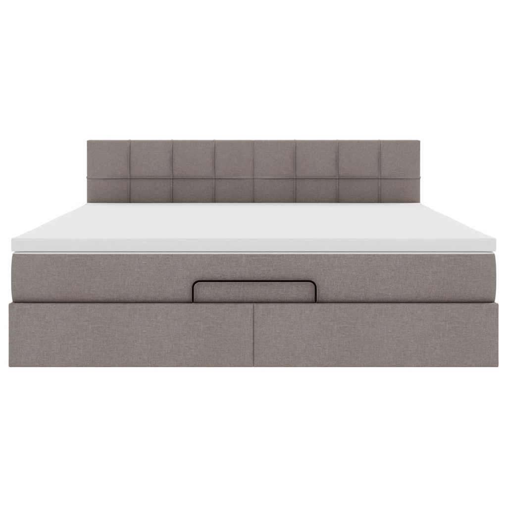 Cadre de lit ottoman avec matelas taupe 160x200 cm tissu - XIOS