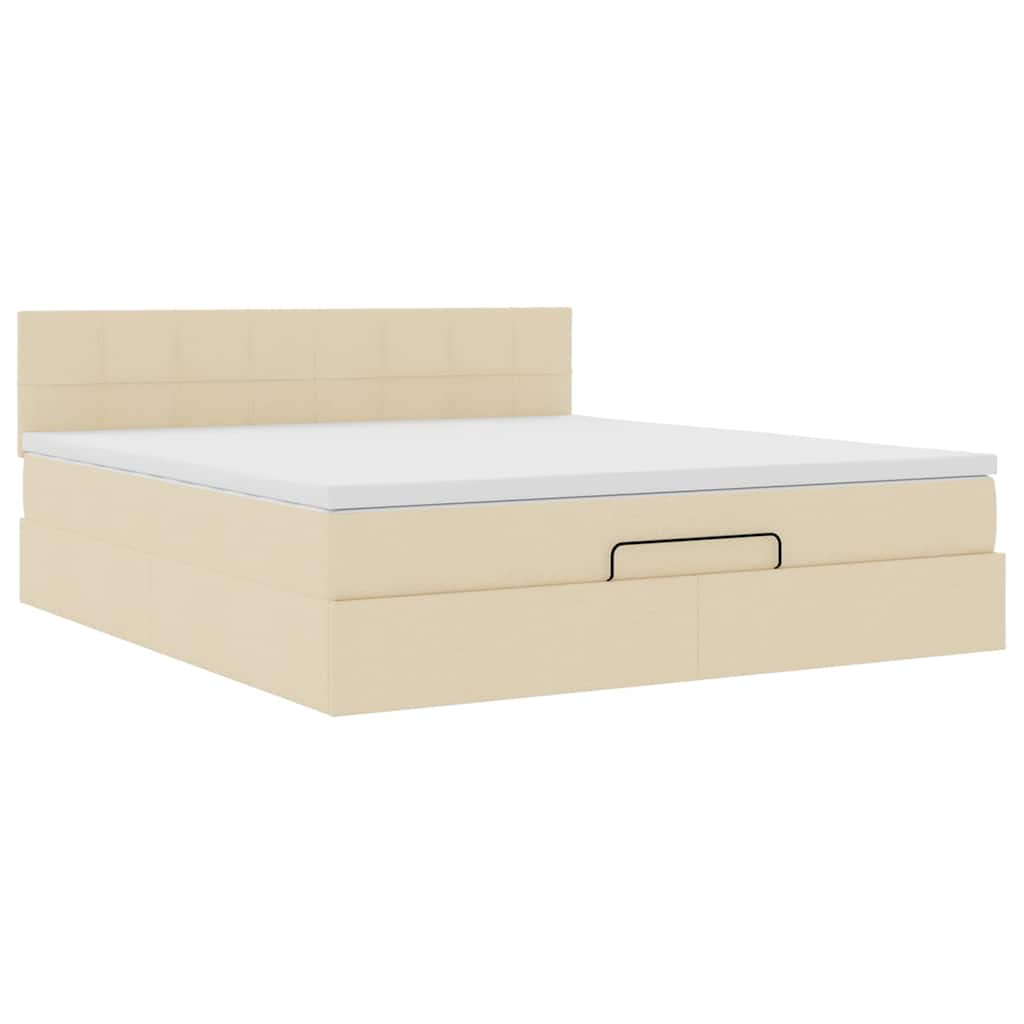 Cadre de lit ottoman avec matelas crème 160x200 cm tissu - XIOS