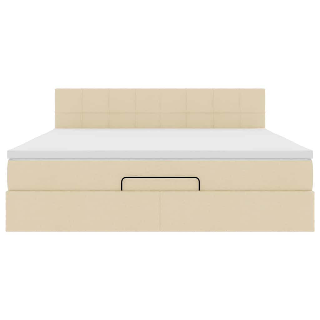 Cadre de lit ottoman avec matelas crème 160x200 cm tissu - XIOS