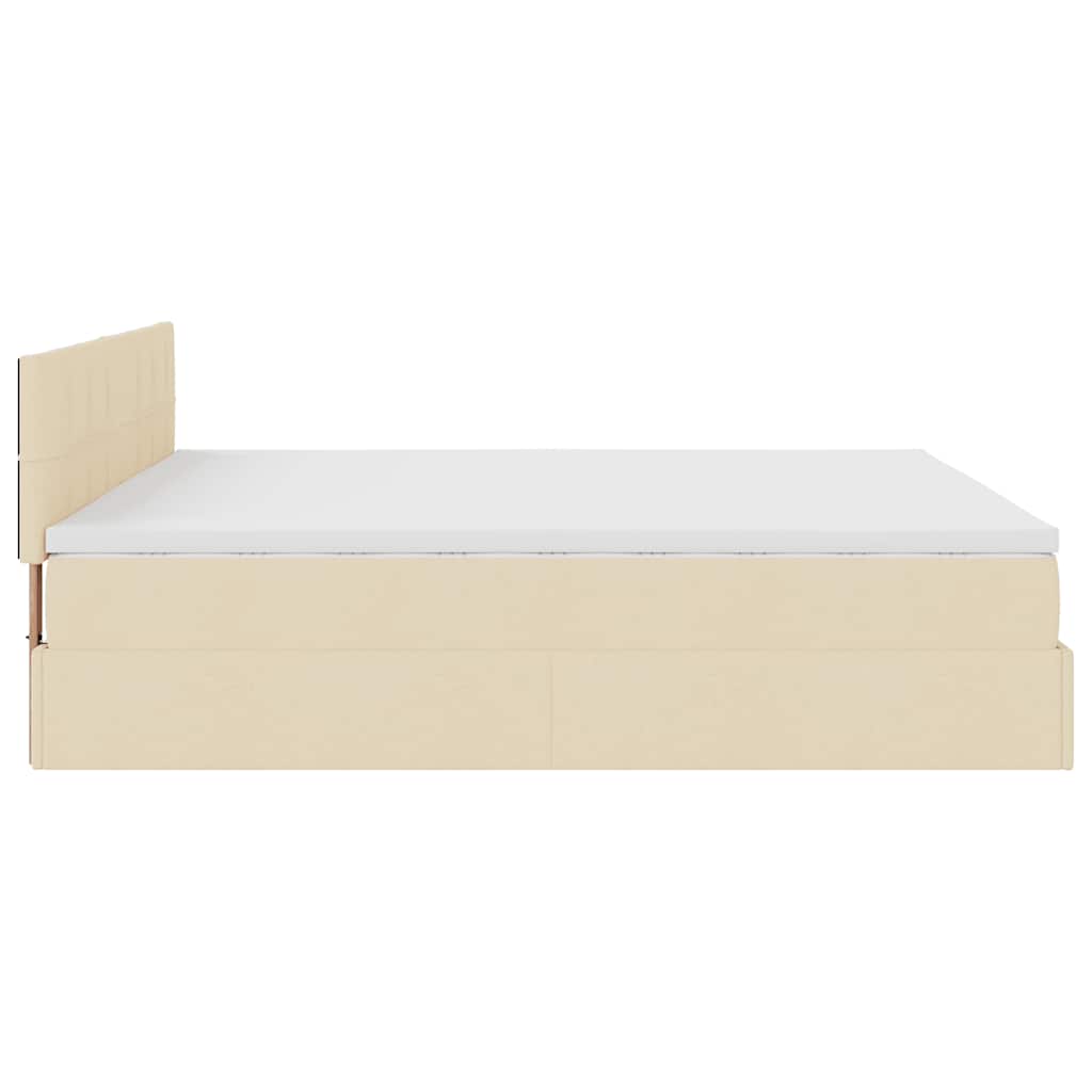Cadre de lit ottoman avec matelas crème 160x200 cm tissu - XIOS