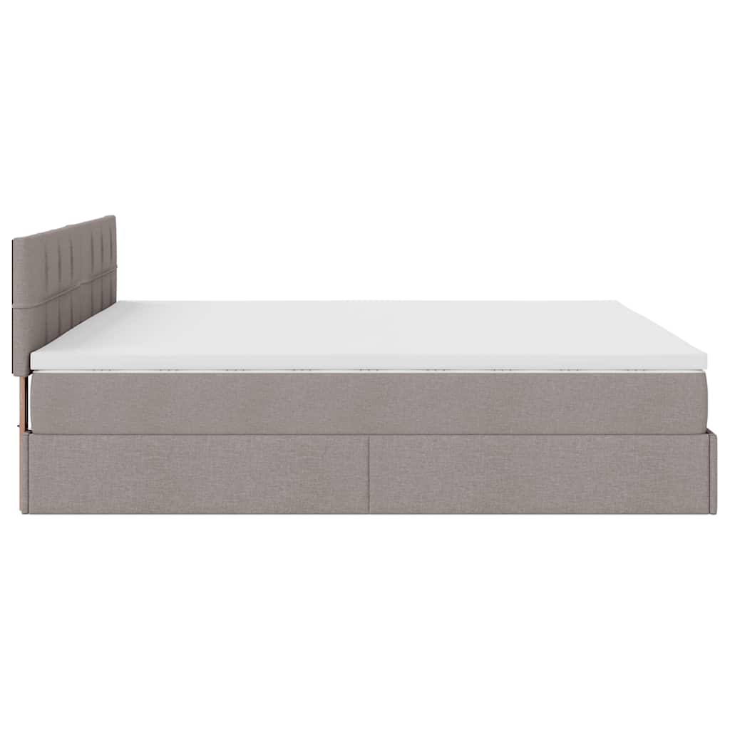 Lit ottoman avec matelas et LED Taupe 180x200cm tissu - XIOS