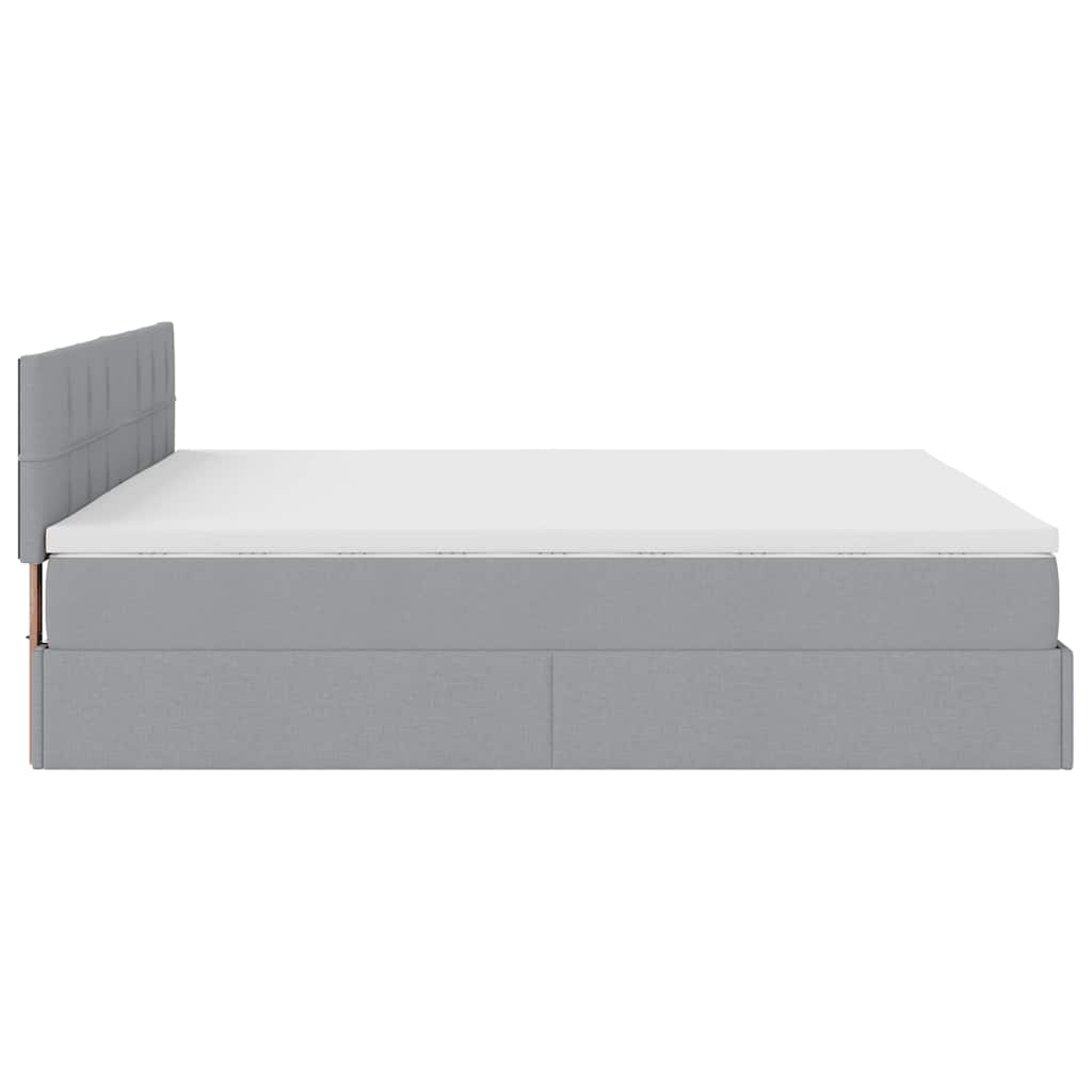 Cadre de lit ottoman et matelas gris clair 200x200cm tissu - XIOS