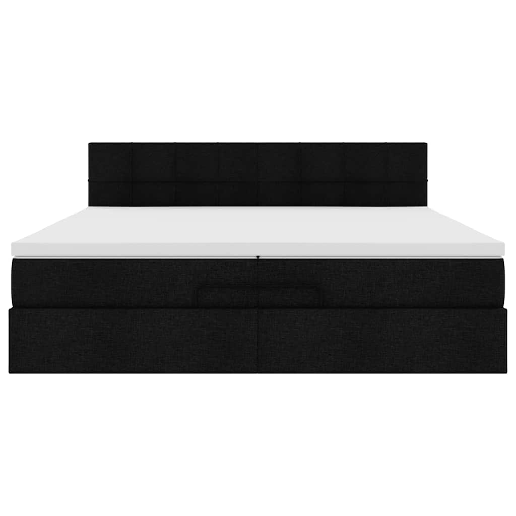Cadre de lit ottoman avec matelas noir 200x200cm tissu - XIOS