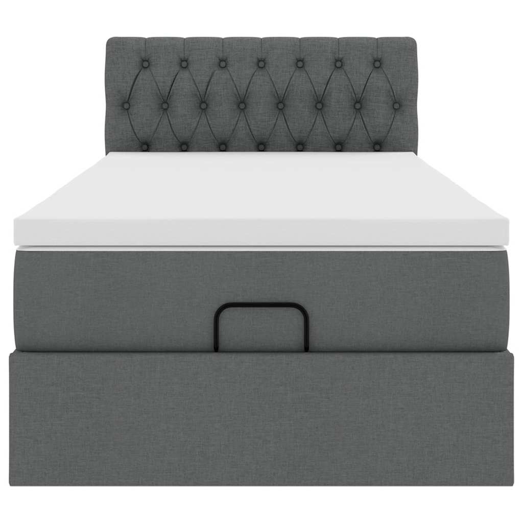 Lit ottoman avec matelas et LED Gris foncé 80x200cm tissu - XIOS