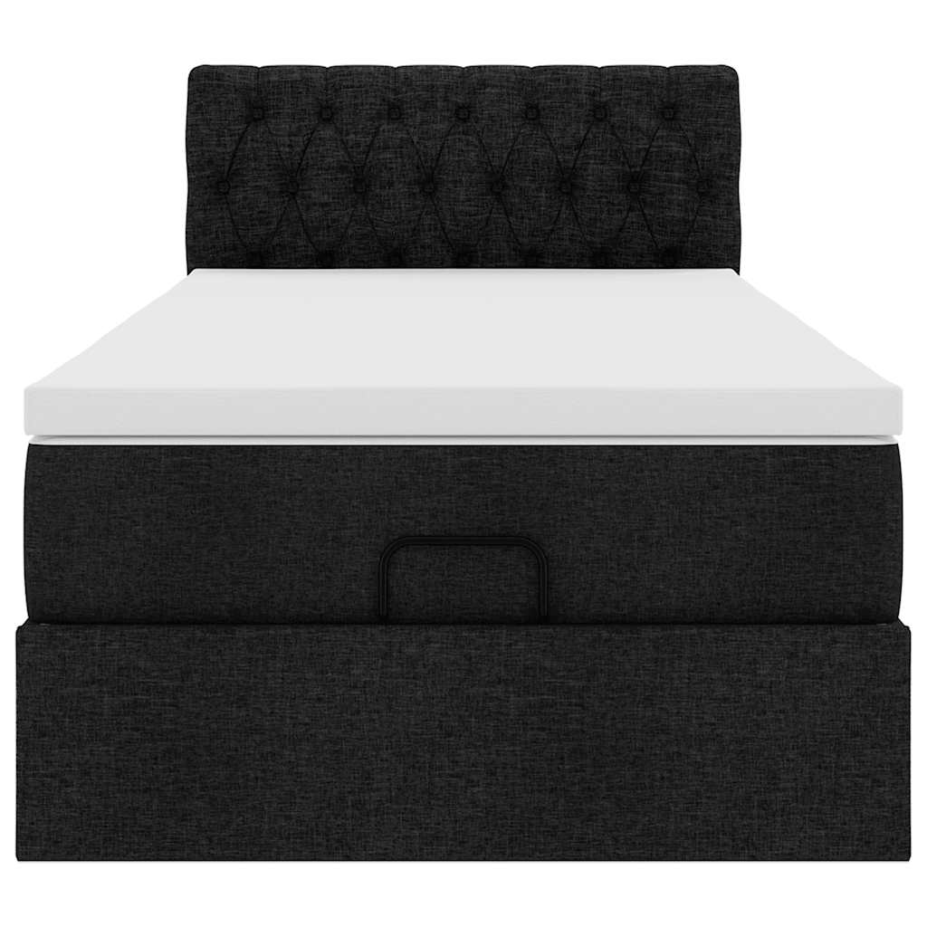 Cadre de lit ottoman avec matelas noir 90x190 cm tissu - XIOS
