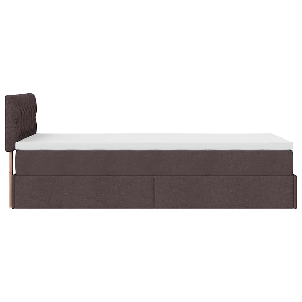 Cadre de lit ottoman avec matelas marron foncé 90x190 cm tissu - XIOS