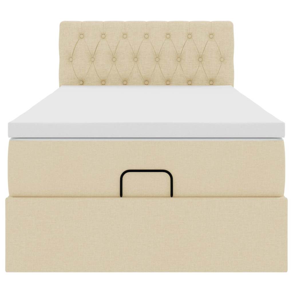 Lit ottoman avec matelas et LED crème 90x200 cm tissu - XIOS