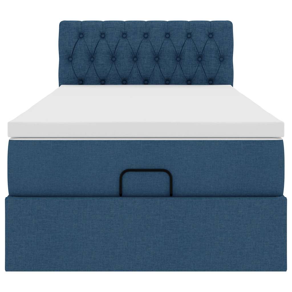 Lit ottoman avec matelas et LED Bleu 100x200 cm Tissu - XIOS