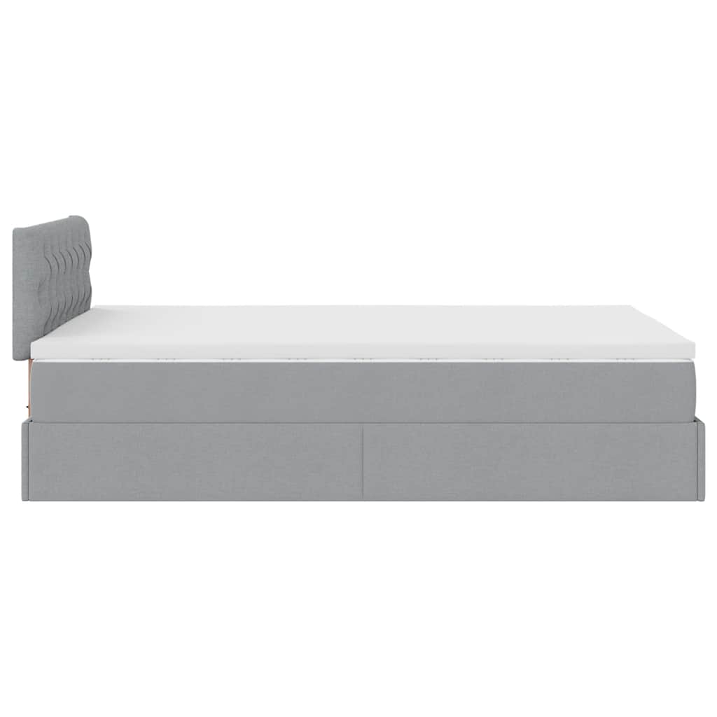 Lit ottoman avec matelas gris clair 120x190 cm tissu - XIOS
