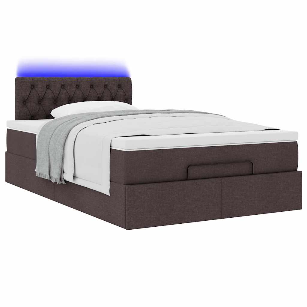 Cadre de lit ottoman avec matelas marron foncé 120x190 cm tissu - XIOS