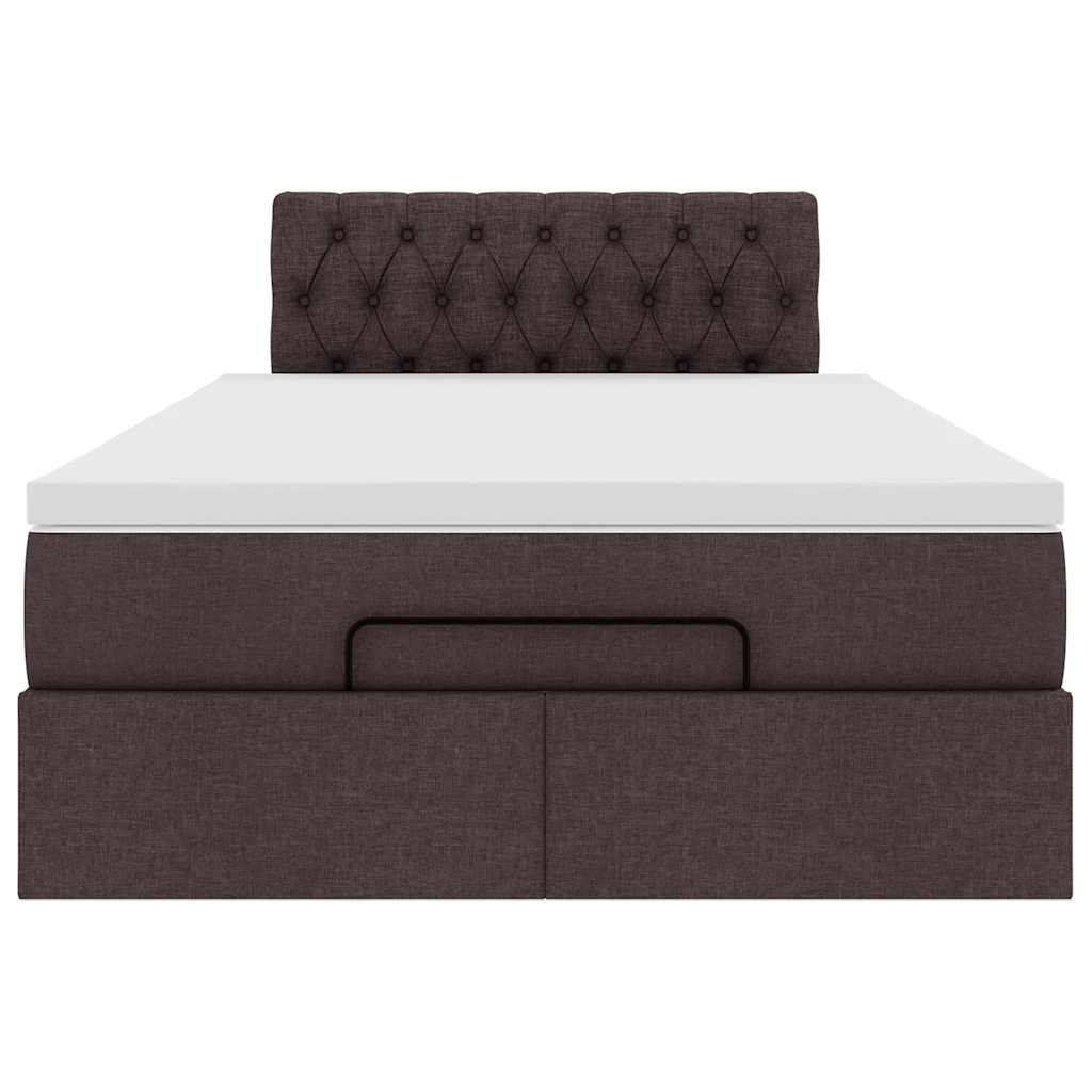 Cadre de lit ottoman avec matelas marron foncé 120x190 cm tissu - XIOS