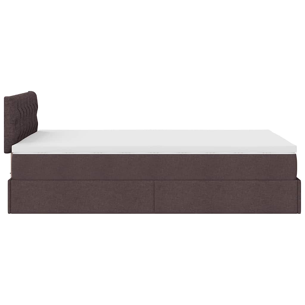 Cadre de lit ottoman avec matelas marron foncé 120x190 cm tissu - XIOS