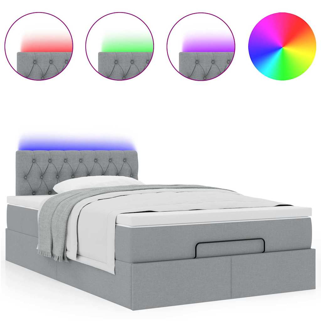 Lit ottoman avec matelas gris clair 120x200 cm tissu - XIOS