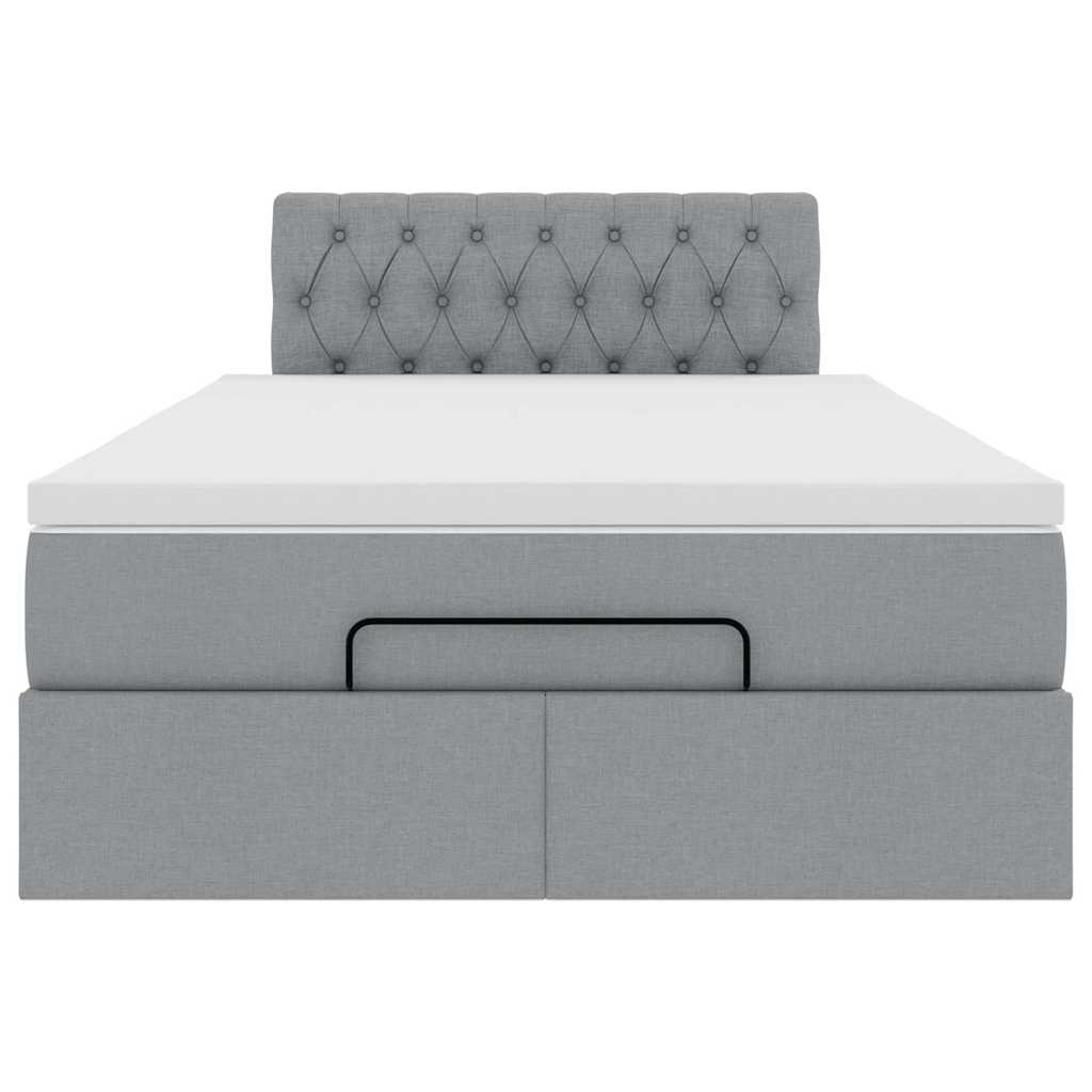 Lit ottoman avec matelas gris clair 120x200 cm tissu