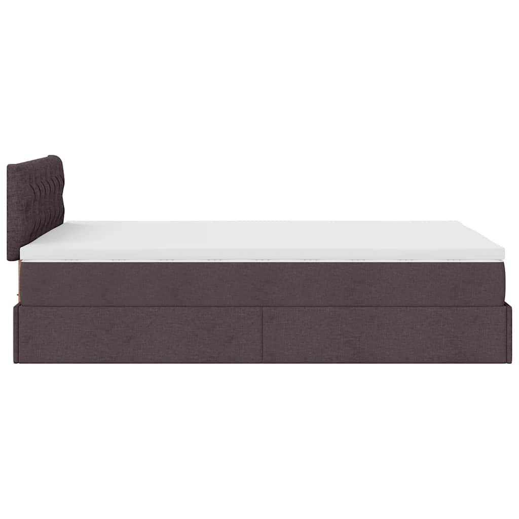 Lit ottoman avec matelas marron foncé 120x200 cm tissu