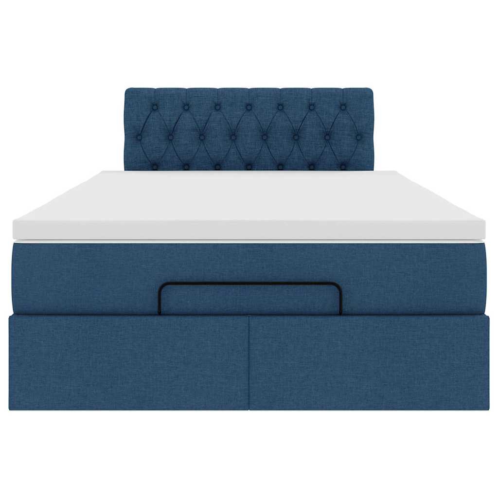 Lit ottoman avec matelas et LED Bleu 120x200 cm Tissu